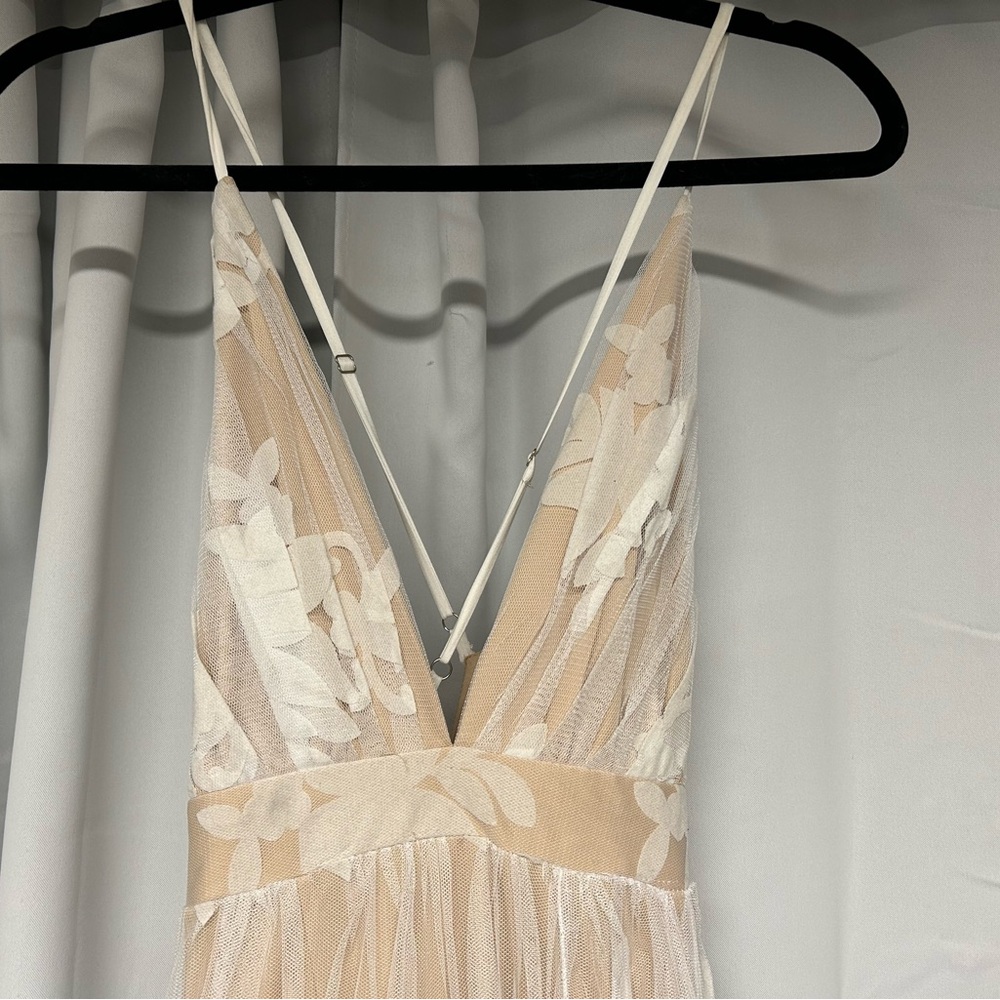 Elegant Beige Floral Dress